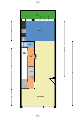 Floorplan - Noorderhavenkade 154A03, 3038 XV Rotterdam